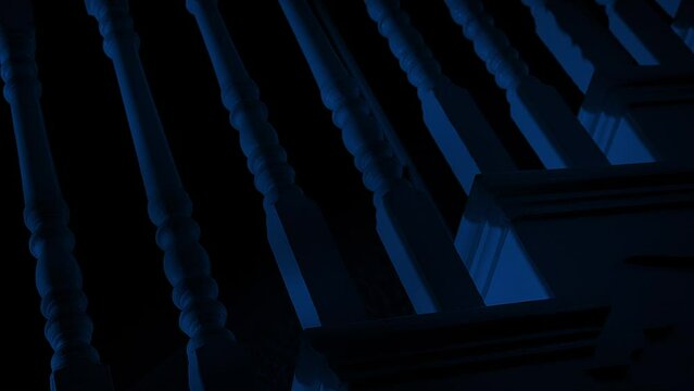 Scary Shadows Over Staircase At Night