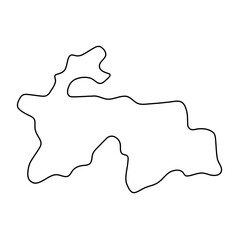 Tajikistan country simplified map. Thin black outline contour. Simple vector icon