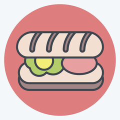 Icon Submarine Roll. related to Breakfast symbol. color mate style. simple design editable. simple illustration