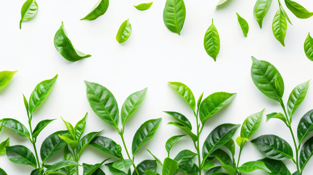 tea leaves on white background