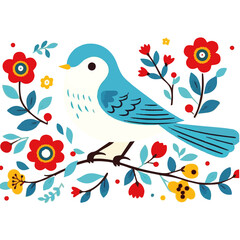 birds on branch  isolated on transparent background