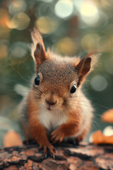 Top view of an adorable cute squirrel climbing a tree trunk - 752277464