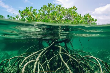 Mangrove roots in tropical water