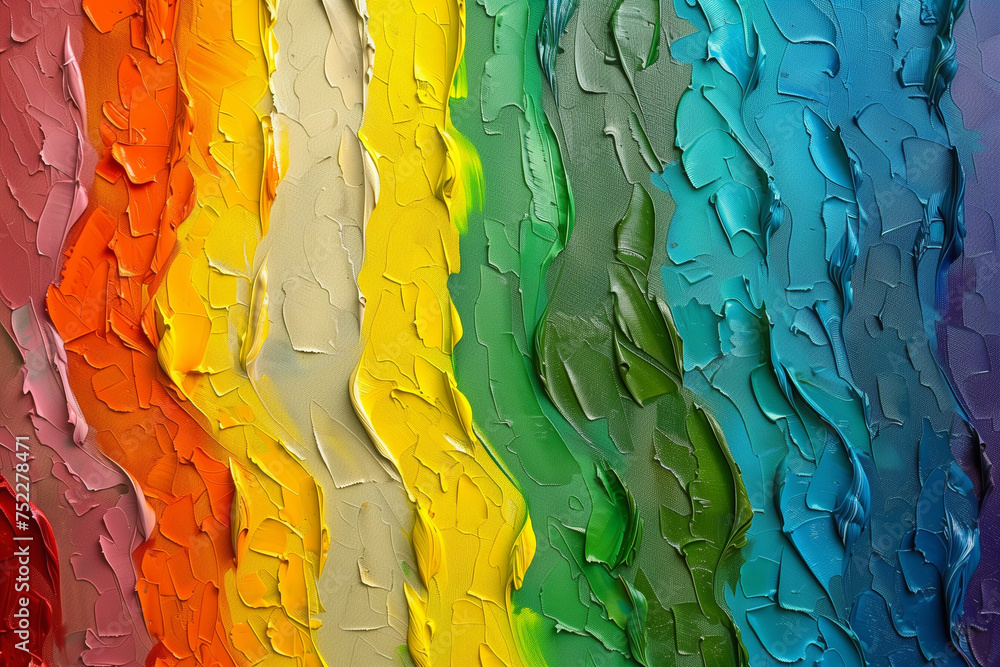Canvas Prints illustration of oil color painted abstract rainbow waves background. created with generative ai