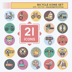 Icon Set Bicycle related to Hobby symbol. color mate style. simple design editable. simple illustration