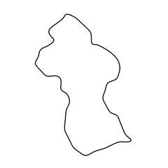 Guyana country simplified map. Thin black outline contour. Simple vector icon
