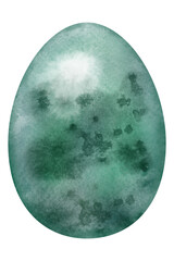colorful watercolor easter egg with white ornament on white background