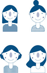 This is a cute girl character drawn in monochrome, vector illustration