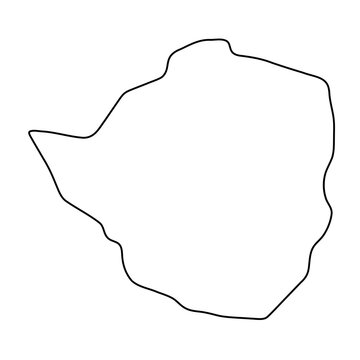 recommend clip art: Zimbabwe country simplified map. Thin black outline contour. Simple vector icon