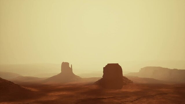 monument valley tribal park in fog