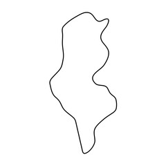 Tunisia country simplified map. Thin black outline contour. Simple vector icon
