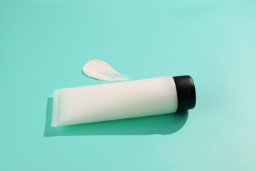 Cosmetic cream tube mockup and lotion smash