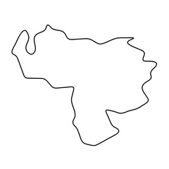 Venezuela country simplified map. Thin black outline contour. Simple vector icon