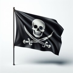pirate flag with skull and crossbones on white