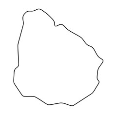 Uruguay country simplified map. Thin black outline contour. Simple vector icon