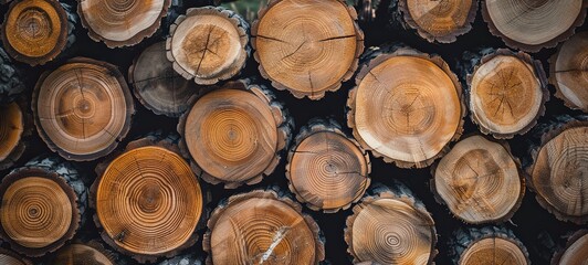 wooden background, round logs. generative ai