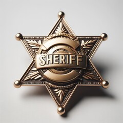 golden sheriff badge star on white