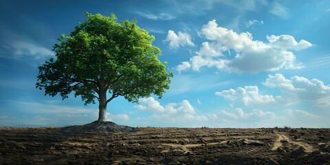 The Resilience of Nature: A Mighty Tree Stands Tall. Concept Nature, Resilience, Trees, Survival, Strength