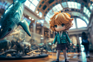 High-quality 4D photo of a chibi boy with golden honey hair