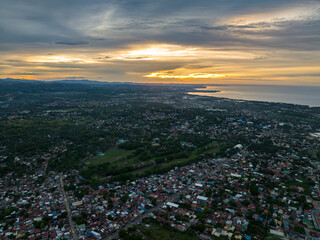 Residential village at dusk time in Cagayan de Oro. Mindanao, Philippines.