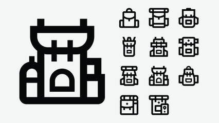 Travel Backpack Outline Icons