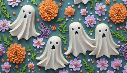Ghosts with floral decoration