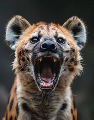 Deurstickers a hyena with its mouth open © Cazacu