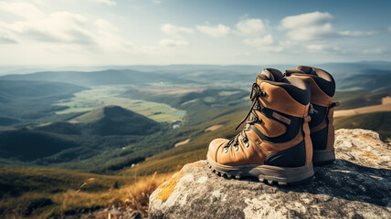 Hiking boots on mountain