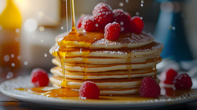 Golden Raspberry Pancakes