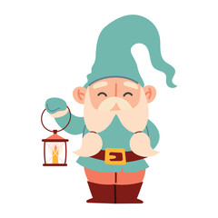  Cute garden gnome. Isolated on a white background. Flat cartoon vector illustration EPS10. Cute spring garden elements. Garden tools for spring work