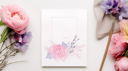 Mother's day holiday greeting design with carnation bouquet on pastel pink table background, design concept. Spring flowers on pink with copy space for message. Greeting card for Valentine's Day