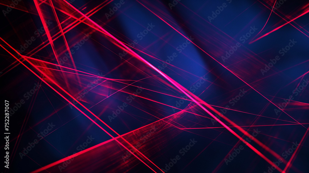 Canvas Prints graphic abstraction in dark blue colors with laser red lines