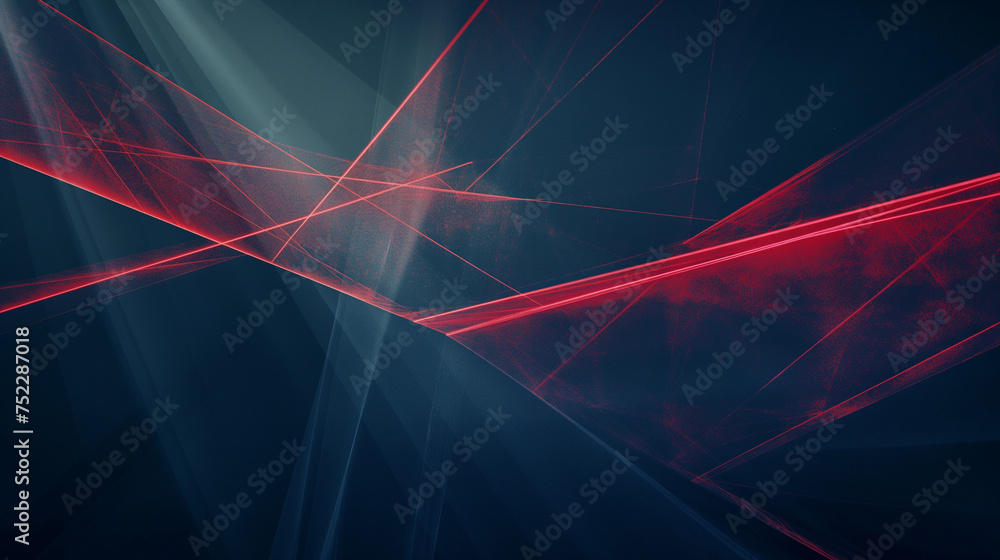 Canvas Prints graphic abstraction in dark blue colors with laser red lines