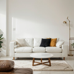 modern living room interior design with white sofa