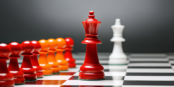 the Intensity of Chess with This Compelling Red King Stock Photo background ai generated