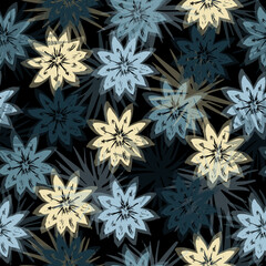 Simple flowers with leaves. Primitive peonies vector silhouettes.