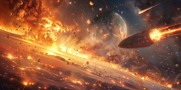 An Epic Space Battle An Image of a Spectacular Cosmic Clash