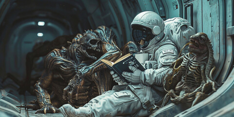 Post apocalyptic world ruled by aliens. Futuristic fantasy. Monsters invaded our planet