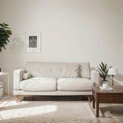 modern living room interior design with white sofa