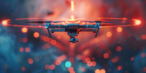 3D Jet plane emitting hot flames and embers over a city - obrazy, fototapety, plakaty