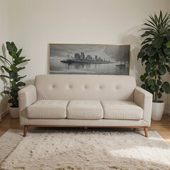 modern living room interior design with white sofa