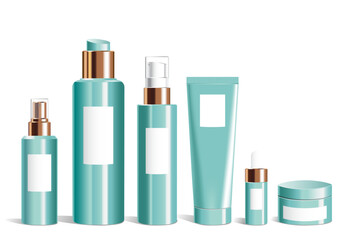 Realistic plastic packaging for cosmetic product. Vector cosmetic mock isolated on white background.