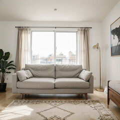 modern living room interior design with white sofa