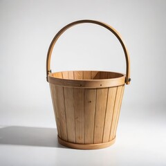 empty wooden basket on white