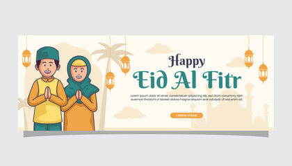 Welcome Ramadan Kareem islamic illustration greetings on banner cover page