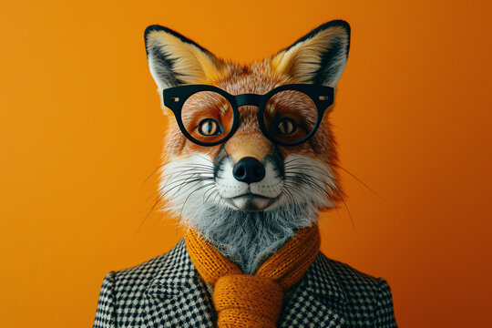 a fox wearing a suit and glasses