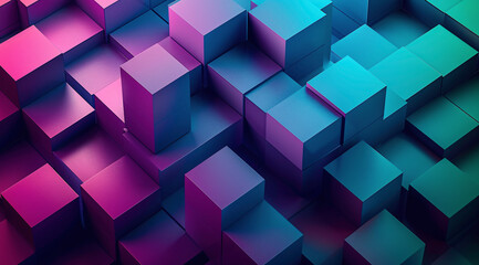 a group of blue and pink cubes - obrazy, fototapety, plakaty