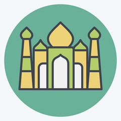 Icon Taj Mahal. related to India symbol. color mate style. simple design editable. simple illustration