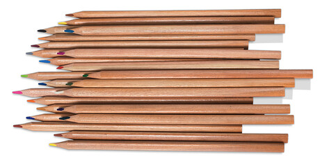 A bunch of wooden coloured pencils. Transparent background