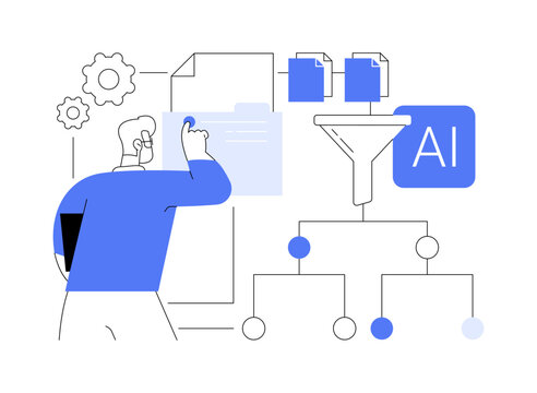 AI-Automated Data Preprocessing abstract concept vector illustration.
